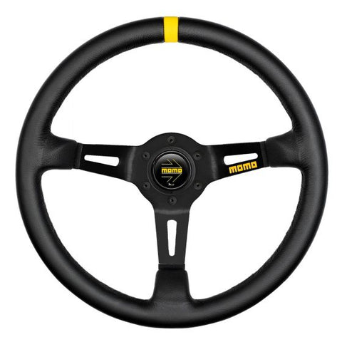 Momo モデル08 ステアリングホイール|Colour:Black / Black 【 車 4輪 ステアリングホイール ステアリング ホイール steeringwheel ハンドル 内装パーツ 】