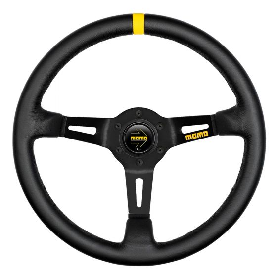 Momo モデル08 ステアリングホイール|Colour:Black / Black 【 車 4輪 ステアリングホイール ステアリング ホイール  steeringwheel ハンドル 内装パーツ 】