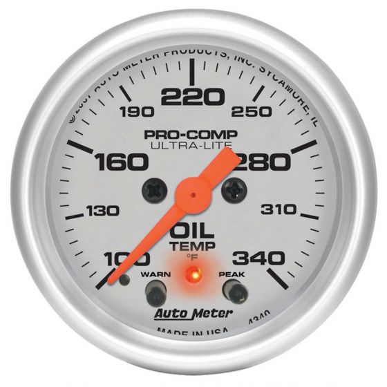 Auto Meter オートメーター 油温 Pro Comp Ultralite 52mm 電動ゲージ 100-340F 【 データ 計測器  ドライバー 補助 モータースポーツ 車 4輪 サーキット ケーブル 】