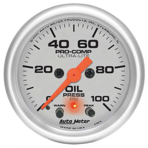 Auto Meter オートメーター 油圧 Pro Comp Ultralite 2 1/6 Inch (52mm) Electrical Gauge 【 データ 計測器 ドライバー 補助 モータースポーツ 車 4輪 サーキット ケーブル 】